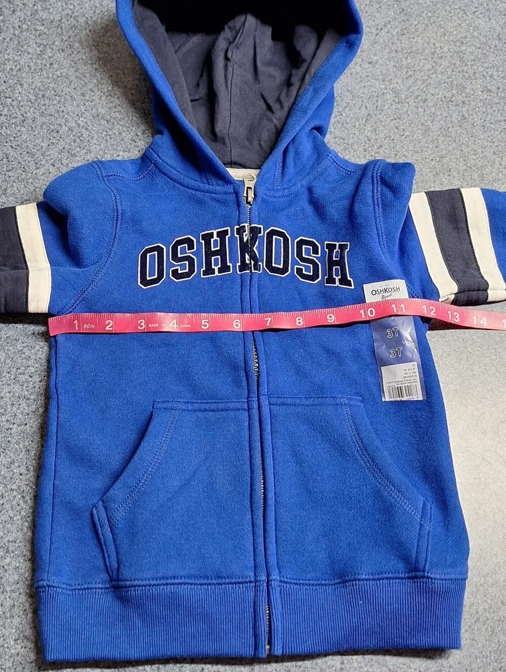 OshKosh B'Gosh Toddler Full Zip Logo Hoodie,3T, RN#96367, NWT